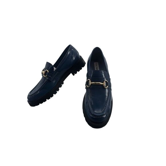 Steve Madden Women's  Blue Patent Horsebit Mistor Loafer Sz 8 - Picture 1 of 16